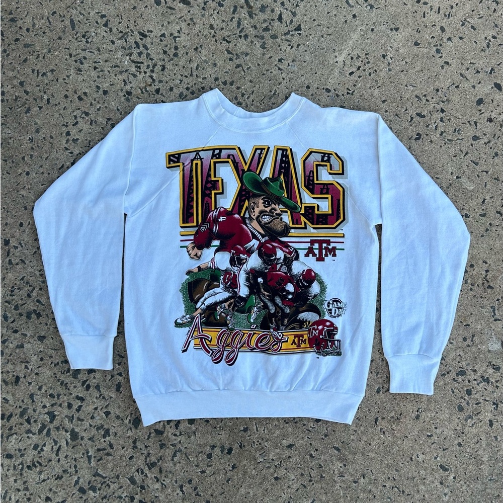 VTG Rare 90’s Texas Aggies A&M ATM Long Sleeve Sweatshirt Size Large Fits Size M